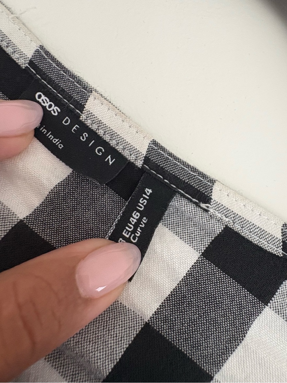 ASOS Black and White Gingham Wrap Midi Dress - Picture 3 of 3